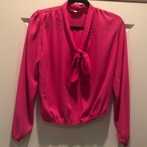 Pink tie front top